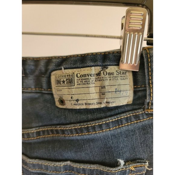 Converse One Star Blue Denim Jeans Size 12 Bootcut  Med Wash slight Distress - Picture 8 of 12
